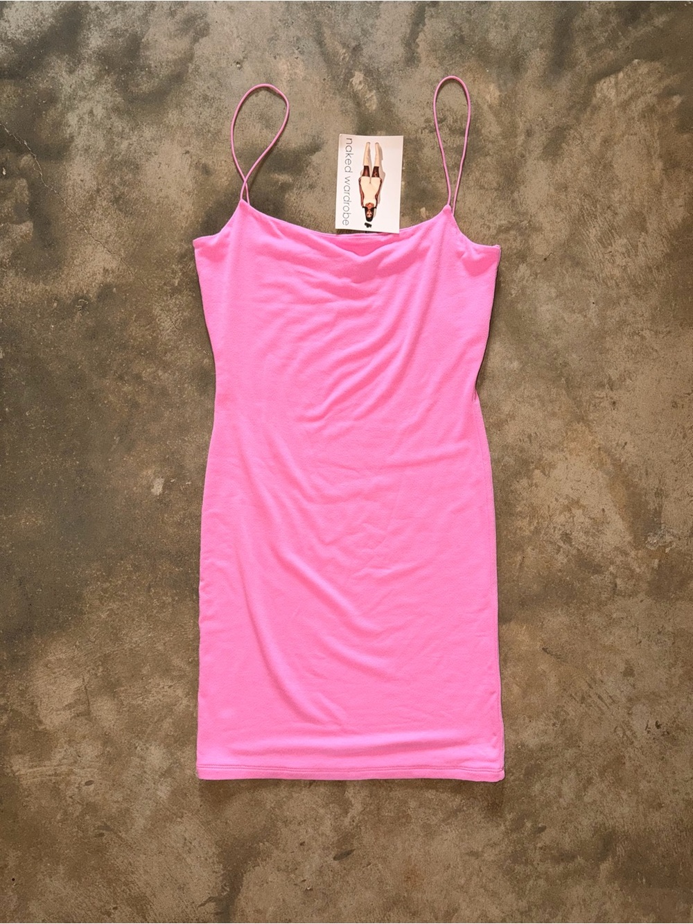 Naked Wardrobe Size 1 (Size S) Pink Bodycon Mini Dress Spaghetti Strap Stretch - Picture 3 of 12